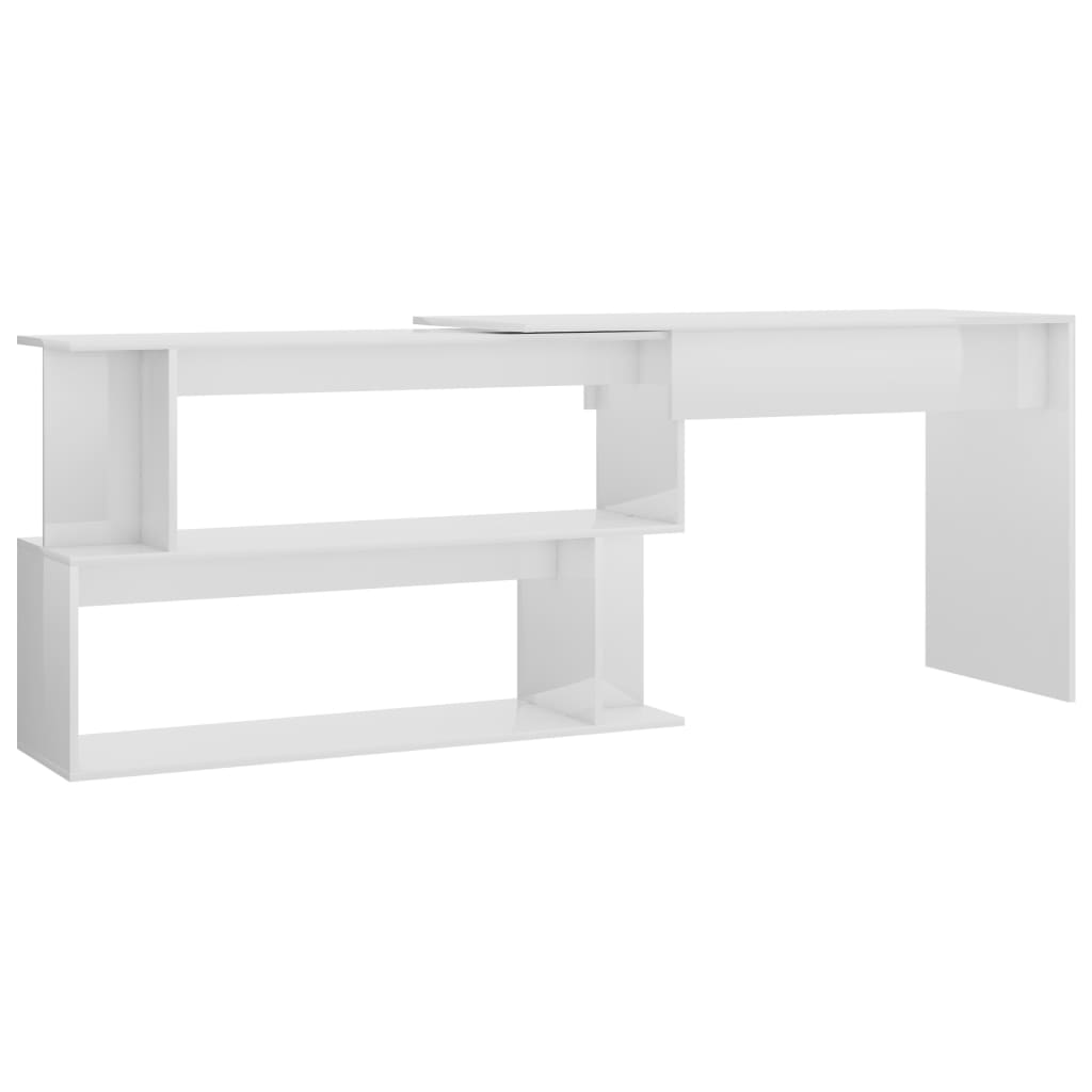 Eckschreibtisch Hochglanz-Weiß 200x50x76 cm Holzwerkstoff - Premium Schreibtische  - Just €169.05! Shop now at homesales4u