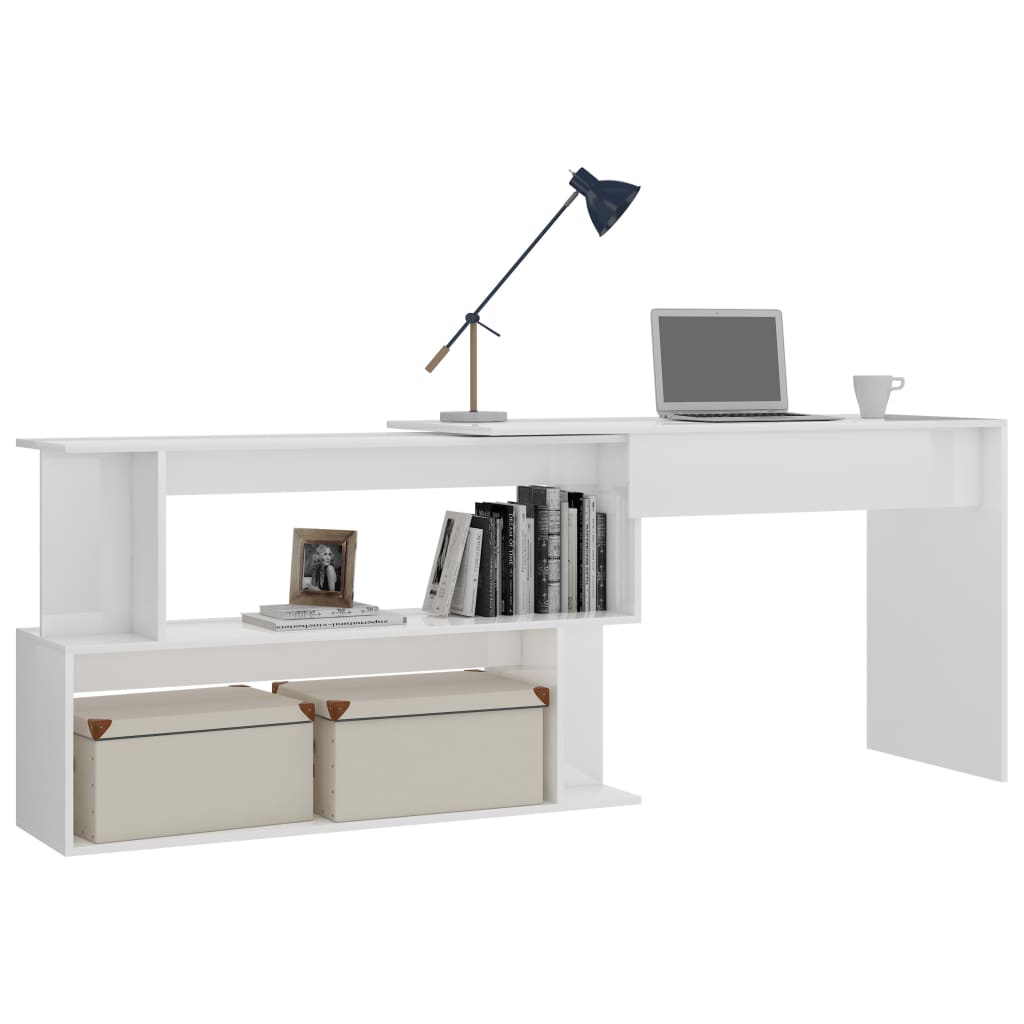 Eckschreibtisch Hochglanz-Weiß 200x50x76 cm Holzwerkstoff - Premium Schreibtische  - Just €169.05! Shop now at homesales4u