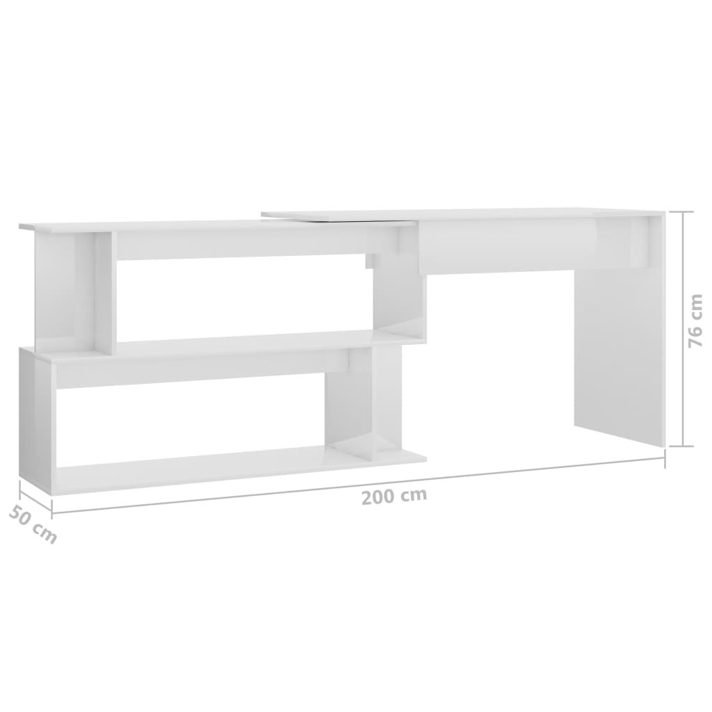 Eckschreibtisch Hochglanz-Weiß 200x50x76 cm Holzwerkstoff - Premium Schreibtische  - Just €169.05! Shop now at homesales4u