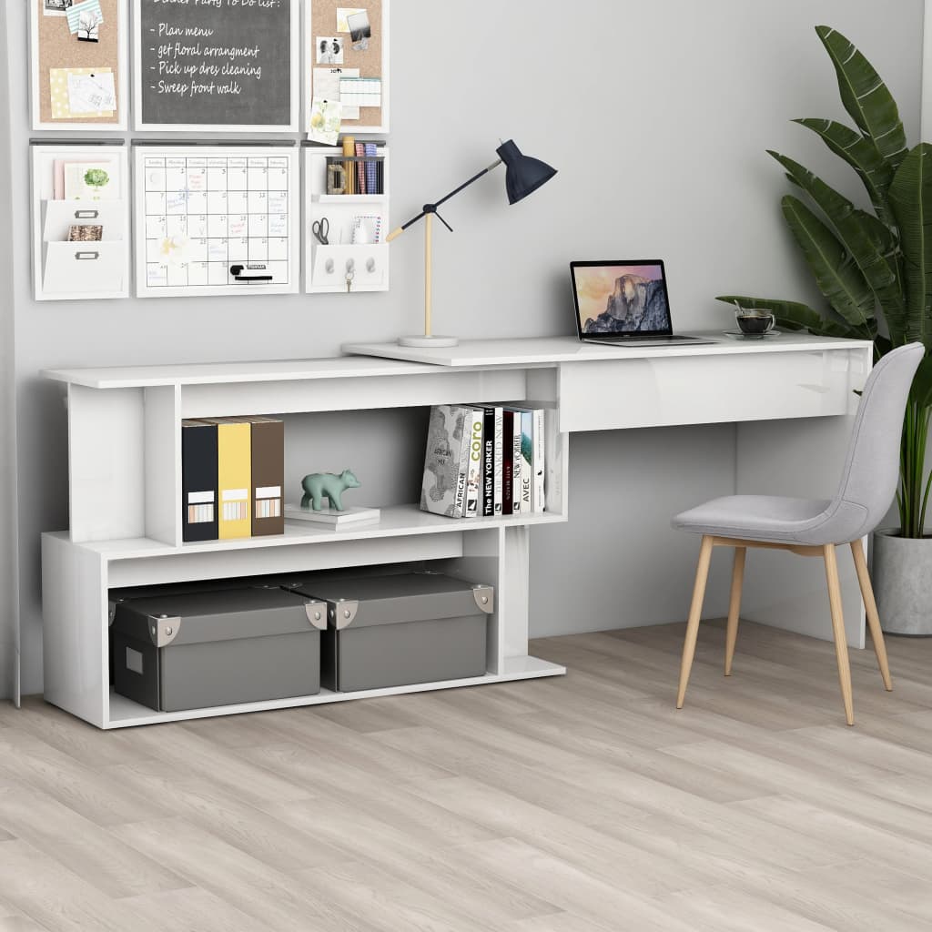 Eckschreibtisch Hochglanz-Weiß 200x50x76 cm Holzwerkstoff - Premium Schreibtische  - Just €169.05! Shop now at homesales4u