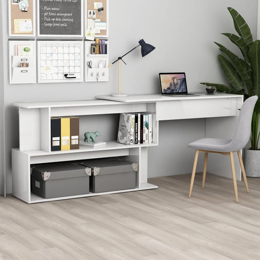 Eckschreibtisch Hochglanz-Weiß 200x50x76 cm Holzwerkstoff - Premium Schreibtische  - Just €169.05! Shop now at homesales4u