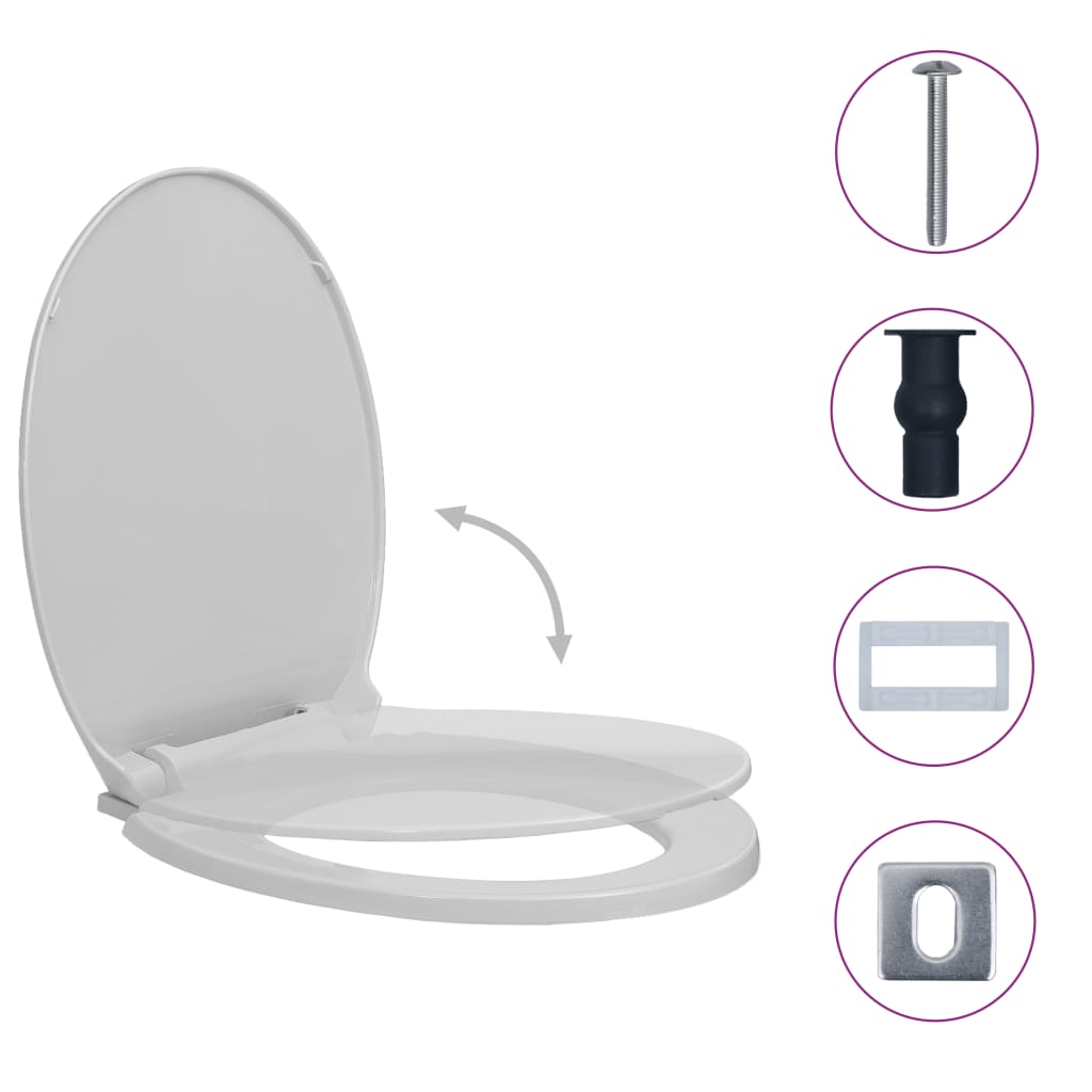 Toilettensitz mit Absenkautomatik Quick-Release Hellgrau Oval - Premium Toilettensitze  - Just €37.01! Shop now at homesales4u