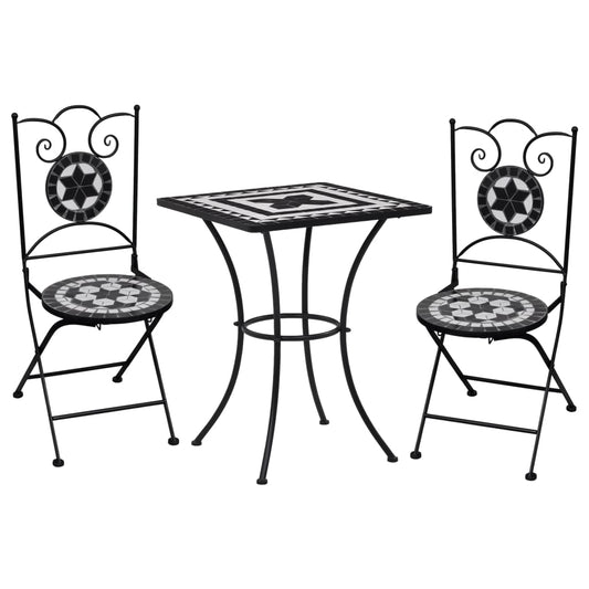 3-tlg. Bistro-Set Mosaik Keramik Schwarz und Weiß - Premium Gartenmöbel-Sets  - Just €308.27! Shop now at homesales4u