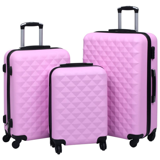Hartschalen-Trolley-Set 3 Stk. Rosa ABS - Premium Reisekoffer  - Just €178.89! Shop now at homesales4u