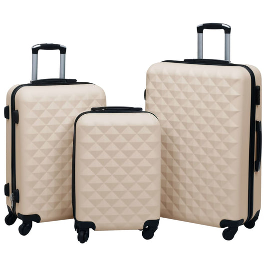 Hartschalen-Trolley-Set 3 Stk. Golden ABS - Premium Reisekoffer  - Just €165.40! Shop now at homesales4u
