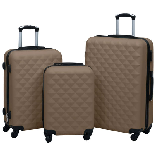 Hartschalen-Trolley-Set 3 Stk. Braun ABS - Premium Reisekoffer  - Just €165.05! Shop now at homesales4u