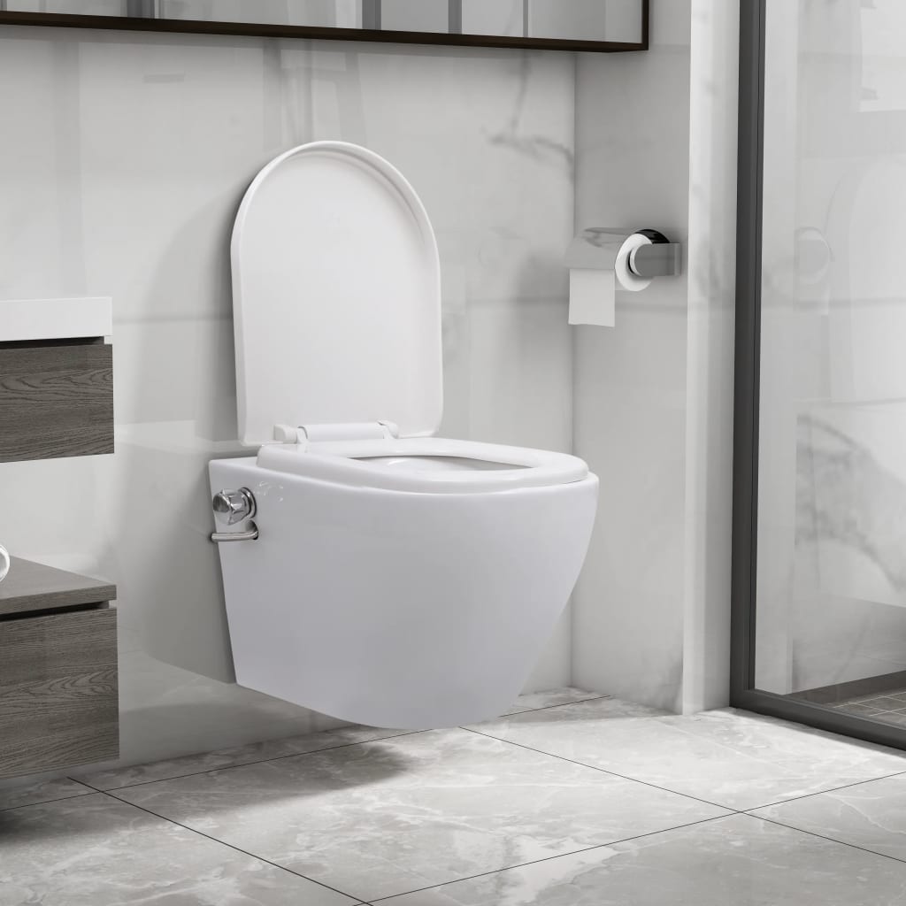 Wand-WC ohne Spülrand mit Bidet-Funktion Keramik Weiß - Premium Toiletten  - Just €275.10! Shop now at homesales4u