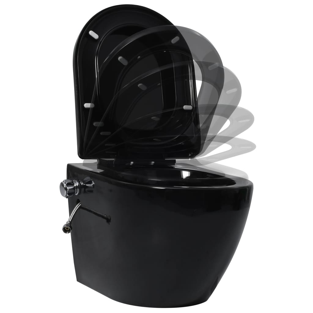 Wand-WC ohne Spülrand mit Bidet-Funktion Keramik Schwarz - Premium Toiletten  - Just €268.01! Shop now at homesales4u