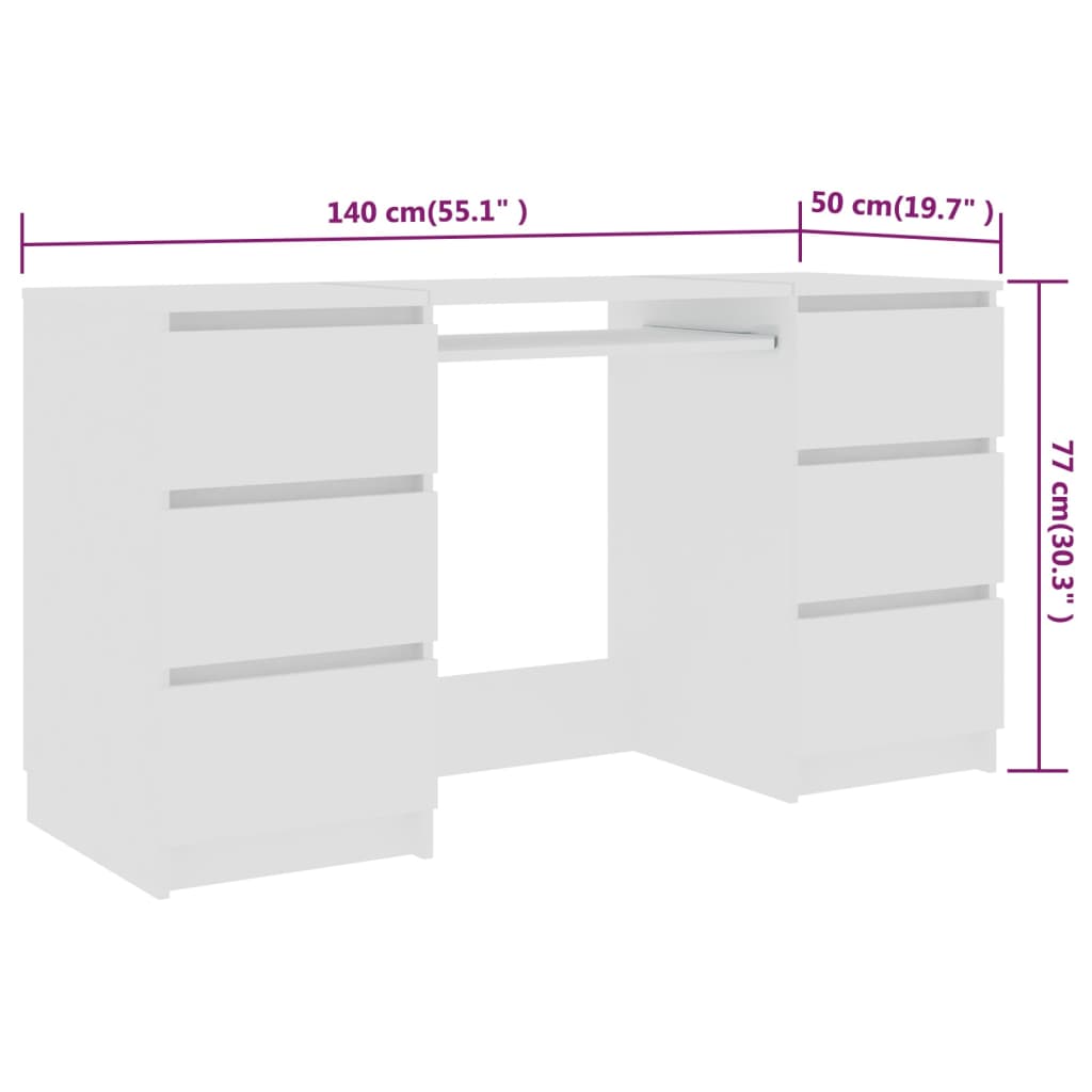 Schreibtisch Weiß 140x50x77 cm Holzwerkstoff - Premium Schreibtische  - Just €227.01! Shop now at homesales4u