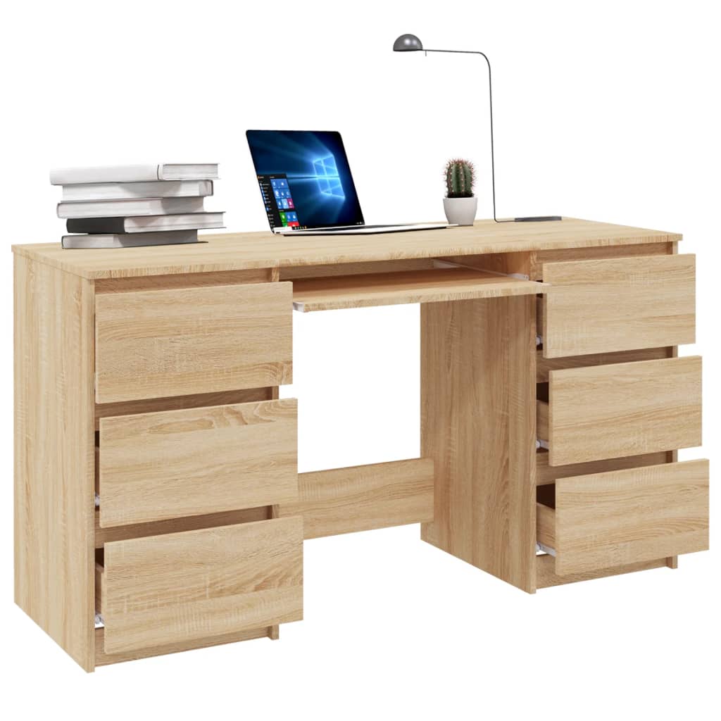 Schreibtisch Sonoma-Eiche 140x50x77 cm Holzwerkstoff - Premium Schreibtische  - Just €174.10! Shop now at homesales4u
