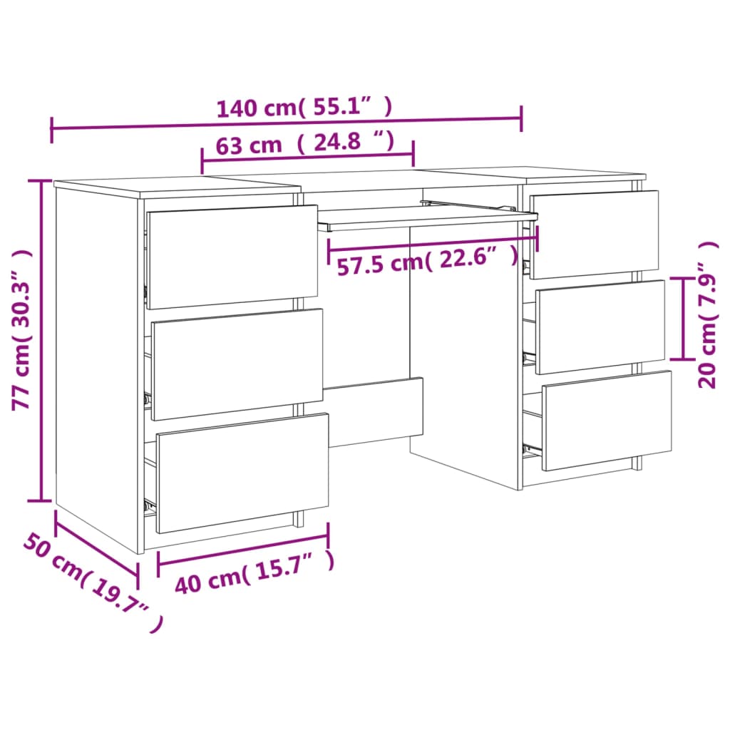 Schreibtisch Betongrau 140x50x77 cm Holzwerkstoff - Premium Schreibtische  - Just €199.86! Shop now at homesales4u