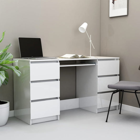 Schreibtisch Hochglanz-Weiß 140x50x77 cm Holzwerkstoff - Premium Schreibtische  - Just €283! Shop now at homesales4u