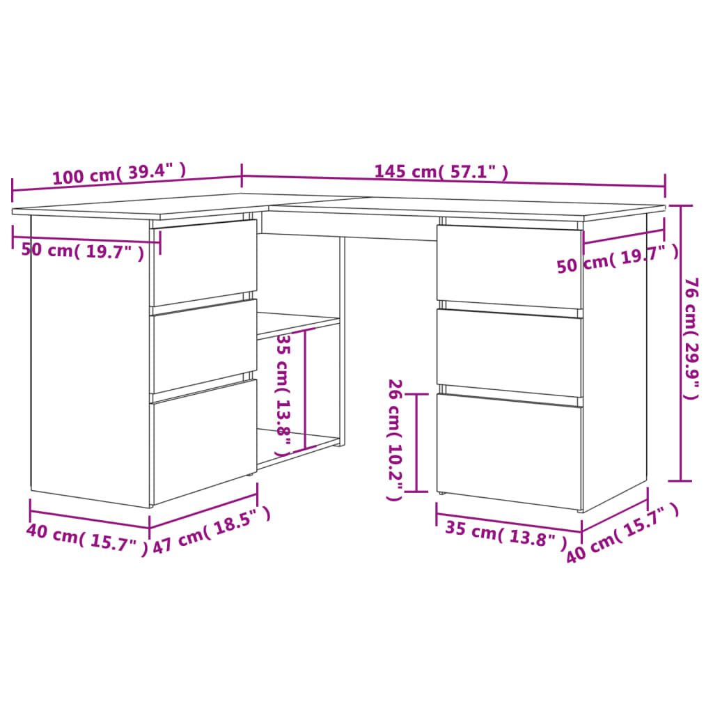 Eckschreibtisch Weiß 145x100x76 cm Holzwerkstoff - Premium Schreibtische  - Just €236.68! Shop now at homesales4u