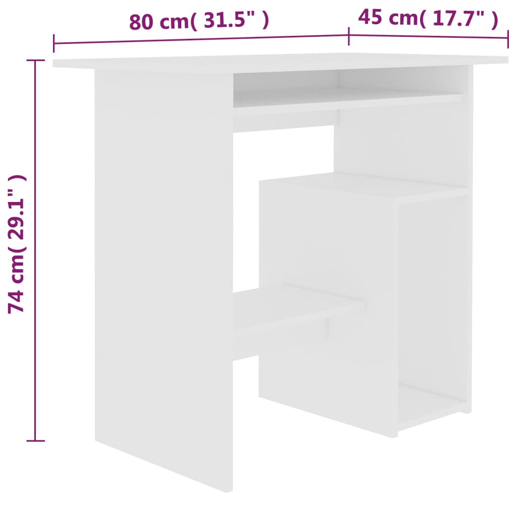 Schreibtisch Weiß 80x45x74 cm Holzwerkstoff - Premium Schreibtische  - Just €82.19! Shop now at homesales4u