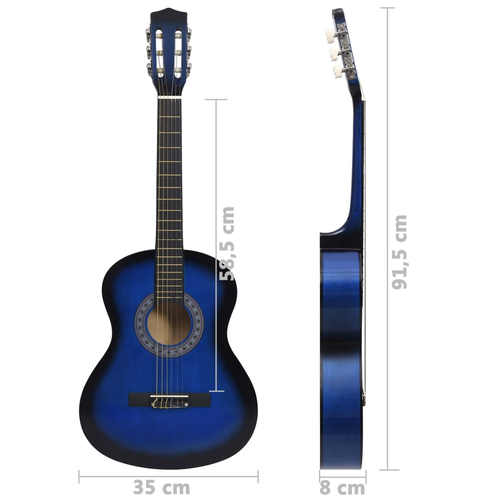 8-tlg. Klassikgitarren-Set für Anfänger Blau 3/4 36" - Premium Gitarren  - Just €80.90! Shop now at homesales4u