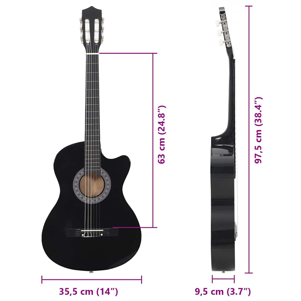 Westerngitarre Cutaway mit 6 Saiten Schwarz 38" - Premium Gitarren  - Just €78.42! Shop now at homesales4u