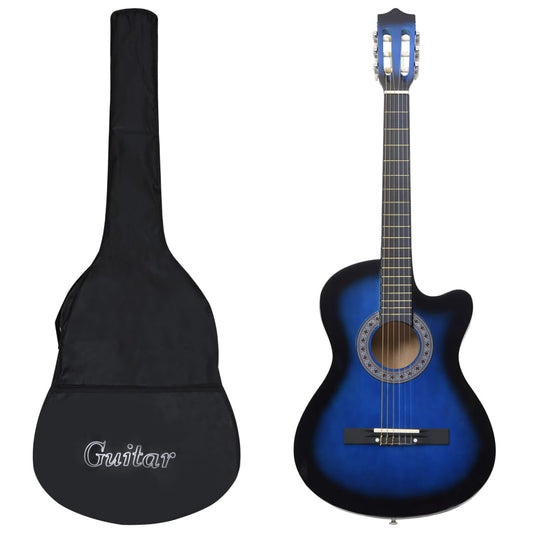 12.-tlg. Westerngitarre Set mit 6 Saiten Blau-Schattiert 38" - Premium Gitarren  - Just €109.56! Shop now at homesales4u