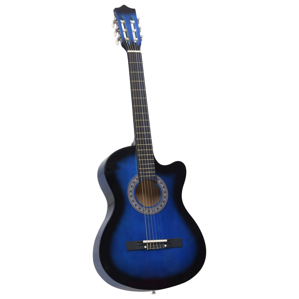 12.-tlg. Westerngitarre Set mit 6 Saiten Blau-Schattiert 38" - Premium Gitarren  - Just €112.37! Shop now at homesales4u