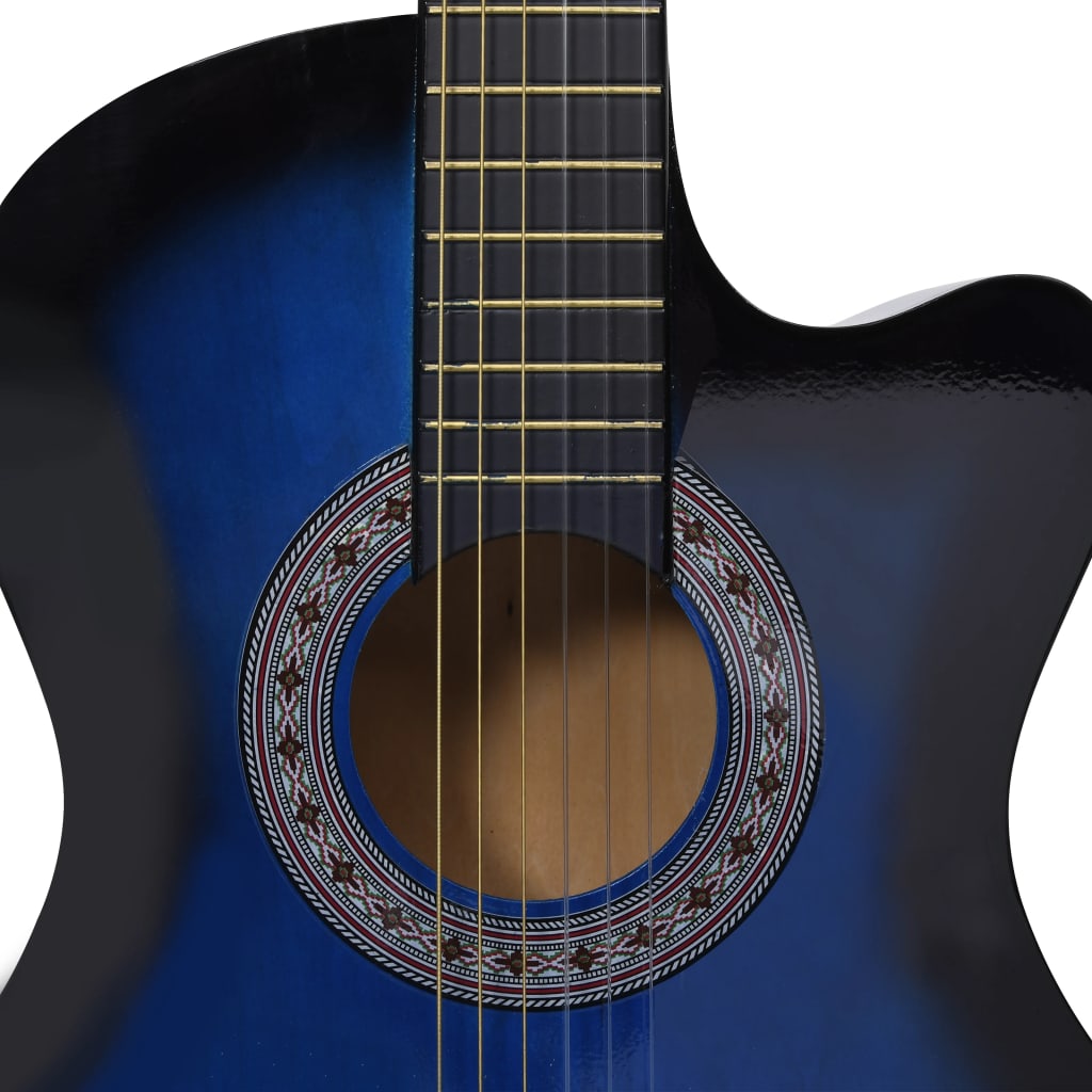 12.-tlg. Westerngitarre Set mit 6 Saiten Blau-Schattiert 38" - Premium Gitarren  - Just €112.37! Shop now at homesales4u