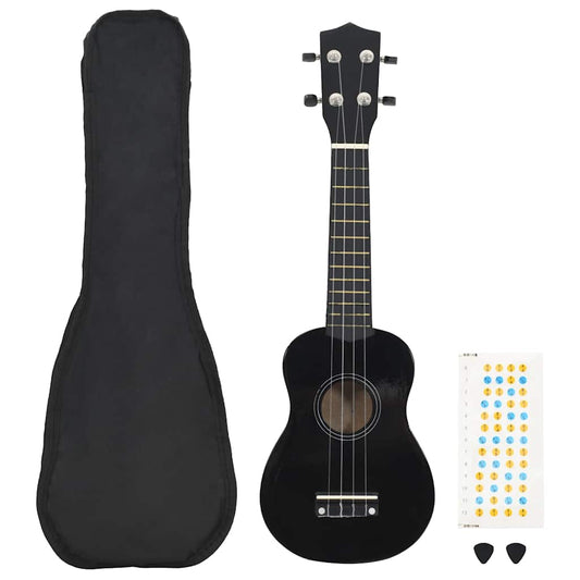 Sopran-Ukulele-Set mit Tasche für Kinder Schwarz 21" - Premium Saiteninstrumente  - Just €39.21! Shop now at homesales4u