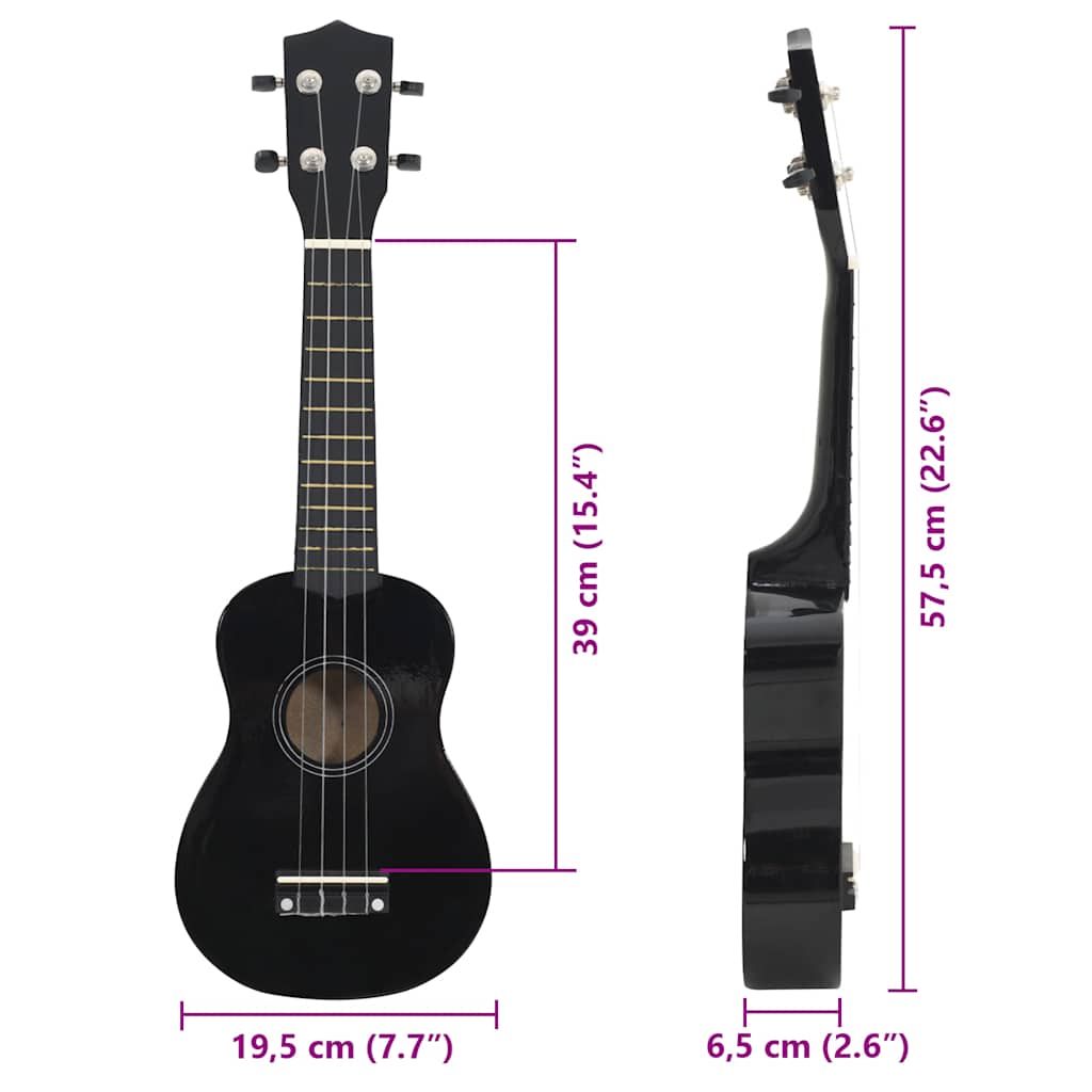 Sopran-Ukulele-Set mit Tasche für Kinder Schwarz 23" - Premium Saiteninstrumente  - Just €46.02! Shop now at homesales4u