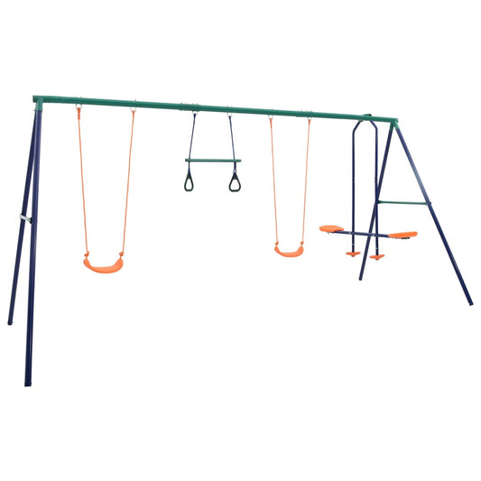 Schaukelset mit Turningen und 4 Sitzen Stahl - Premium Schaukeln & Spieltürme  - Just €290.35! Shop now at homesales4u