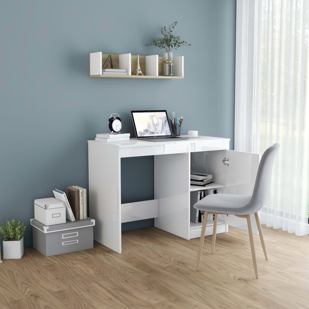 Schreibtisch Hochglanz-Weiß 100x50x76 cm Holzwerkstoff - Premium Schreibtische  - Just €103.71! Shop now at homesales4u