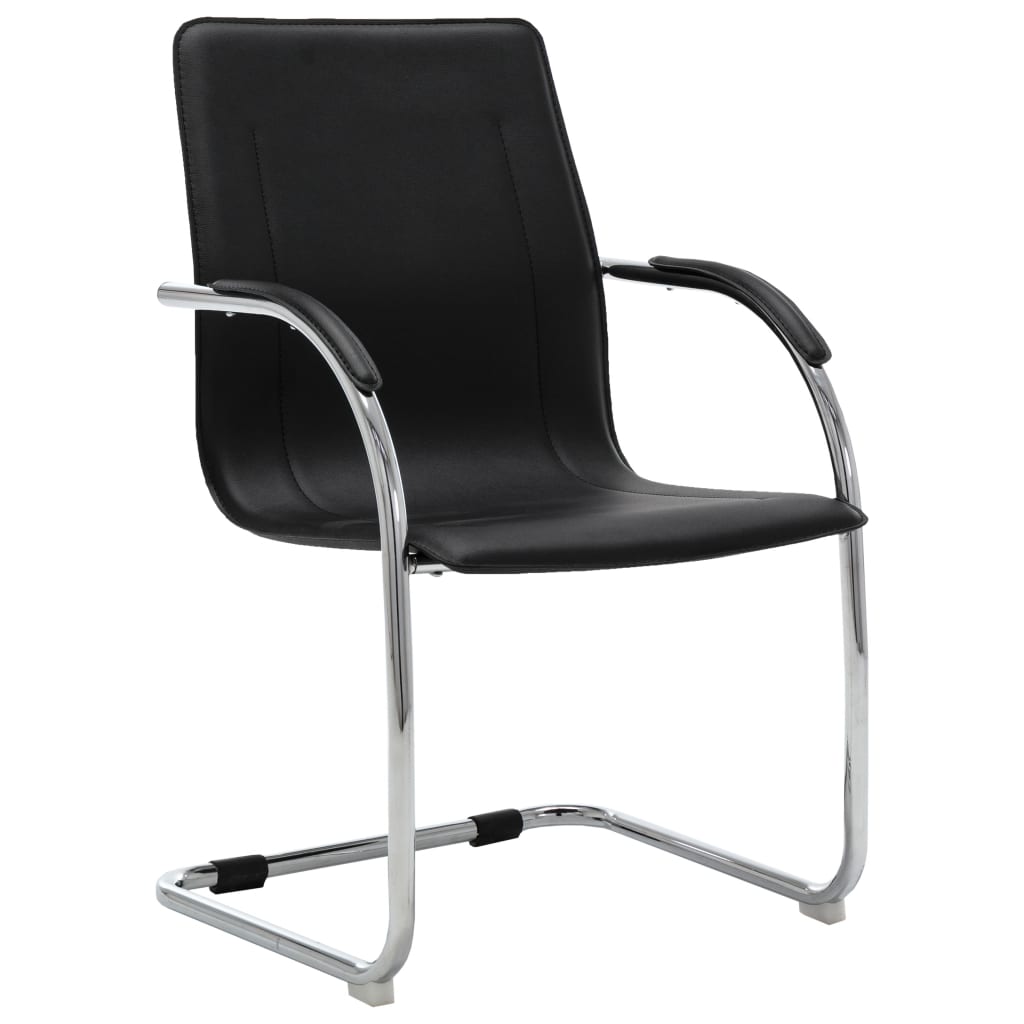 Freischwinger Bürostuhl Schwarz Kunstleder - Premium Bürostühle  - Just €103.28! Shop now at homesales4u