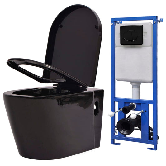 Hänge-Toilette mit Unterputzspülkasten Keramik Schwarz - Premium Toiletten  - Just €482.30! Shop now at homesales4u