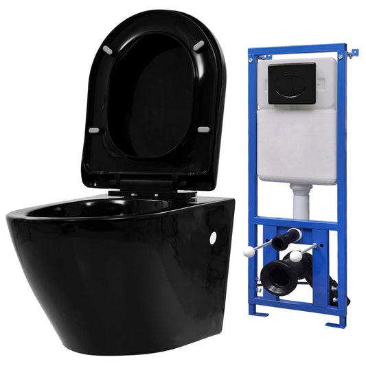 Hänge-Toilette mit Unterputzspülkasten Keramik Schwarz - Premium Toiletten  - Just €487.67! Shop now at homesales4u