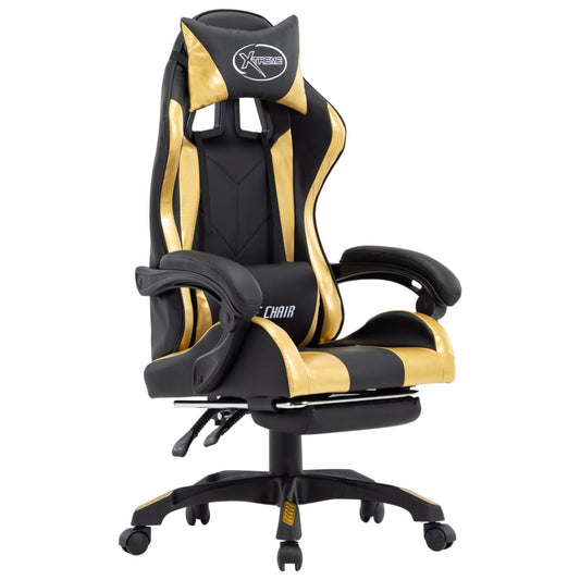 Gaming-Stuhl mit Fußstütze Golden und Schwarz Kunstleder - Premium Bürostühle  - Just €198.87! Shop now at homesales4u