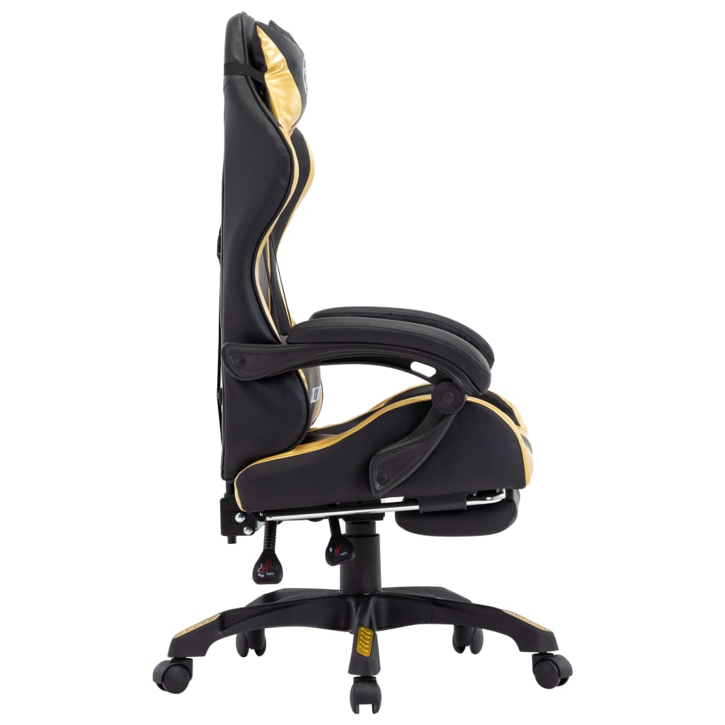Gaming-Stuhl mit Fußstütze Golden und Schwarz Kunstleder - Premium Bürostühle  - Just €198.87! Shop now at homesales4u