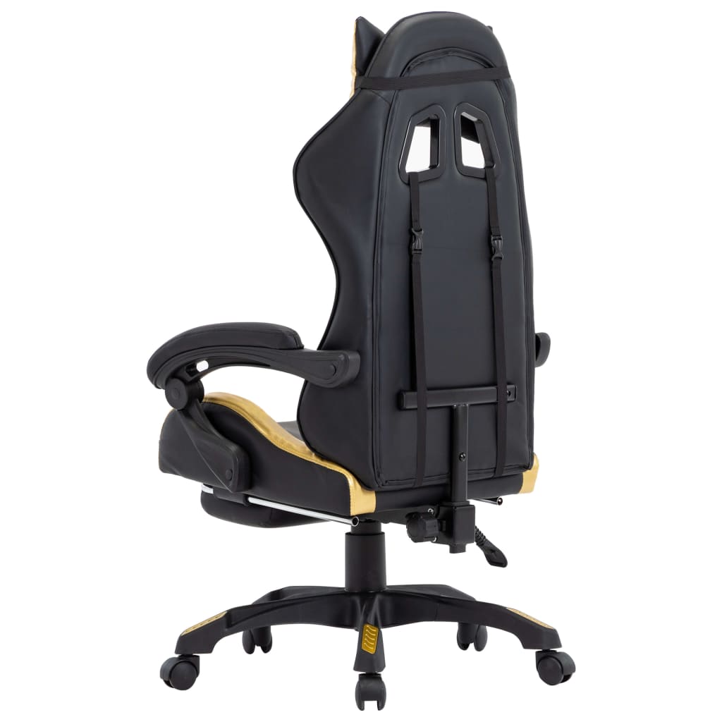 Gaming-Stuhl mit Fußstütze Golden und Schwarz Kunstleder - Premium Bürostühle  - Just €198.87! Shop now at homesales4u