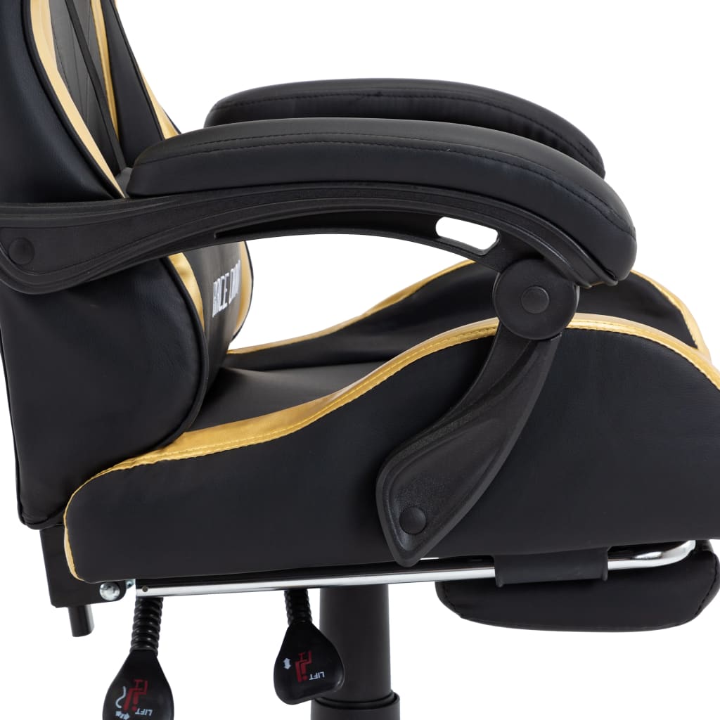 Gaming-Stuhl mit Fußstütze Golden und Schwarz Kunstleder - Premium Bürostühle  - Just €198.87! Shop now at homesales4u