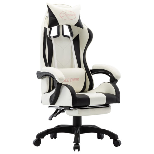 Gaming-Stuhl mit Fußstütze Schwarz und Weiß Kunstleder - Premium Bürostühle  - Just €188.55! Shop now at homesales4u
