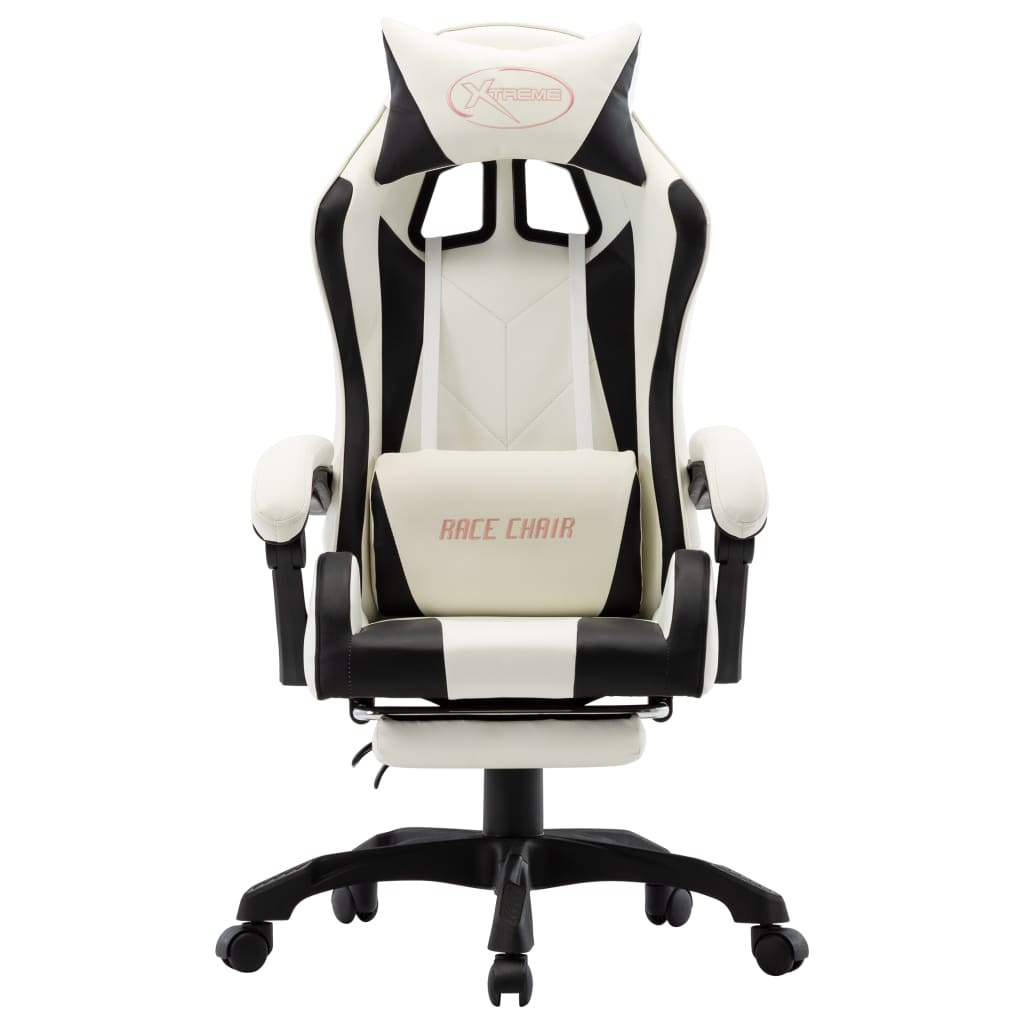 Gaming-Stuhl mit Fußstütze Schwarz und Weiß Kunstleder - Premium Bürostühle  - Just €191.17! Shop now at homesales4u