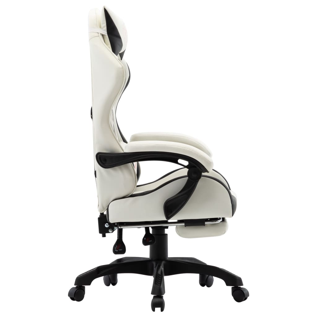 Gaming-Stuhl mit Fußstütze Schwarz und Weiß Kunstleder - Premium Bürostühle  - Just €191.17! Shop now at homesales4u