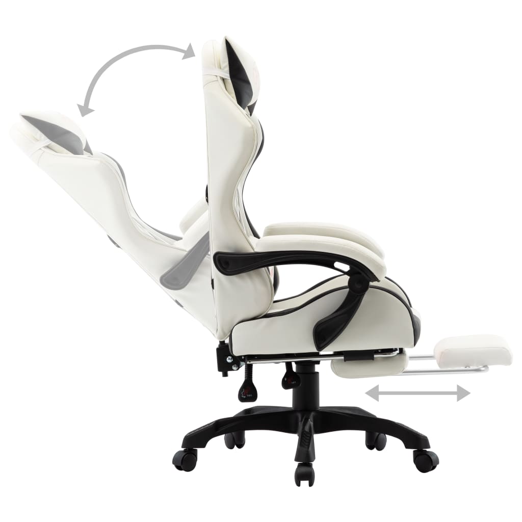 Gaming-Stuhl mit Fußstütze Schwarz und Weiß Kunstleder - Premium Bürostühle  - Just €191.17! Shop now at homesales4u