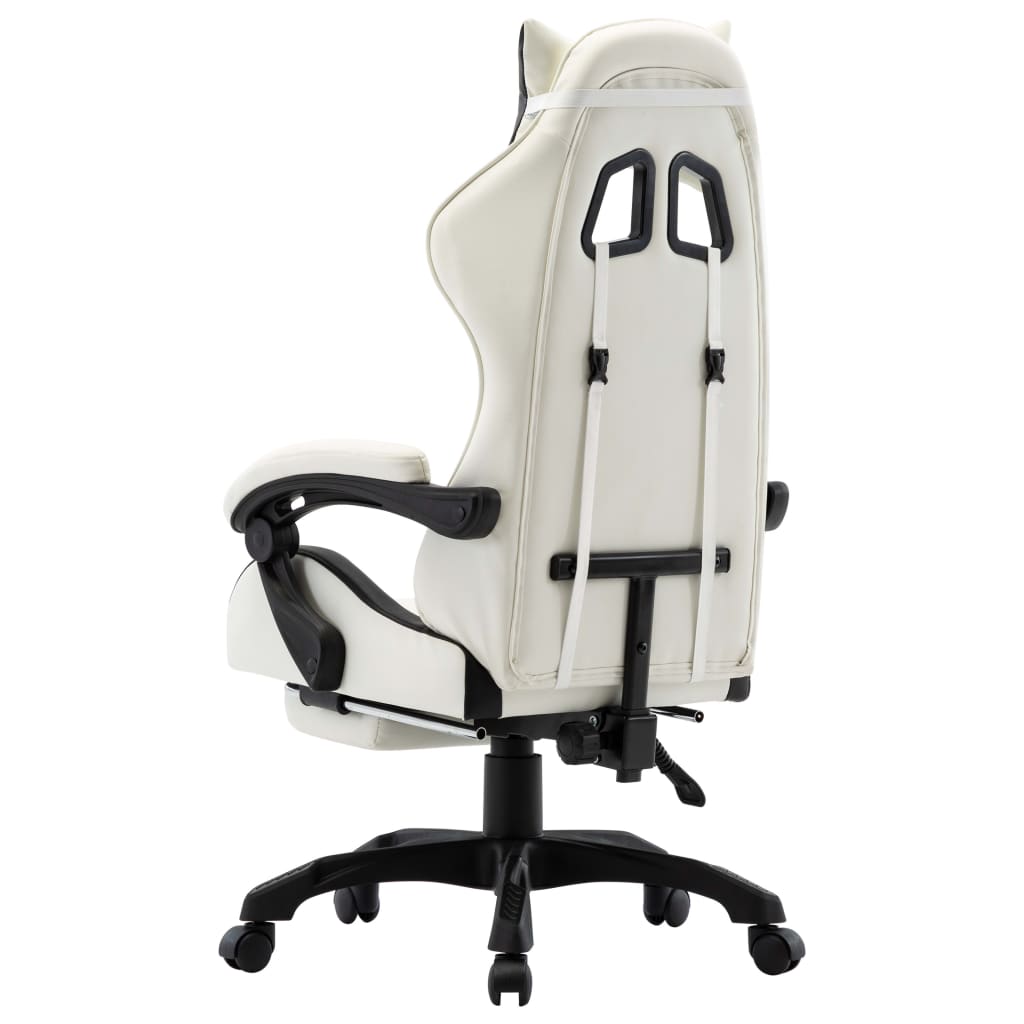 Gaming-Stuhl mit Fußstütze Schwarz und Weiß Kunstleder - Premium Bürostühle  - Just €191.17! Shop now at homesales4u