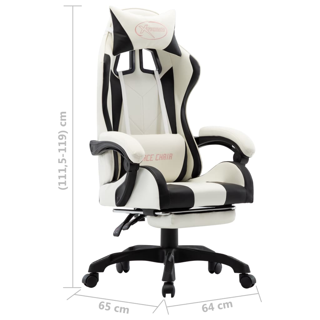 Gaming-Stuhl mit Fußstütze Schwarz und Weiß Kunstleder - Premium Bürostühle  - Just €191.17! Shop now at homesales4u