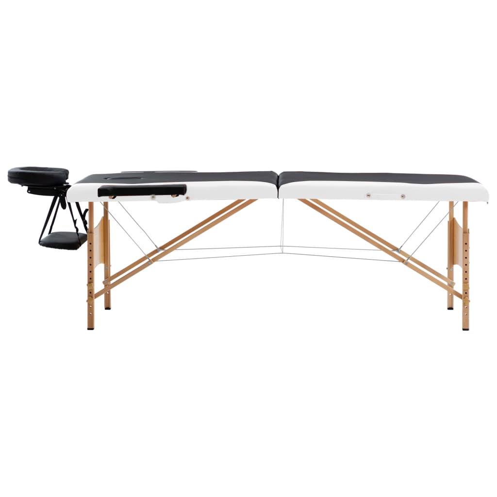 Massageliege Klappbar 2-Zonen mit Holzgestell Schwarz und Weiß - Premium Massagetische  - Just €182.41! Shop now at homesales4u