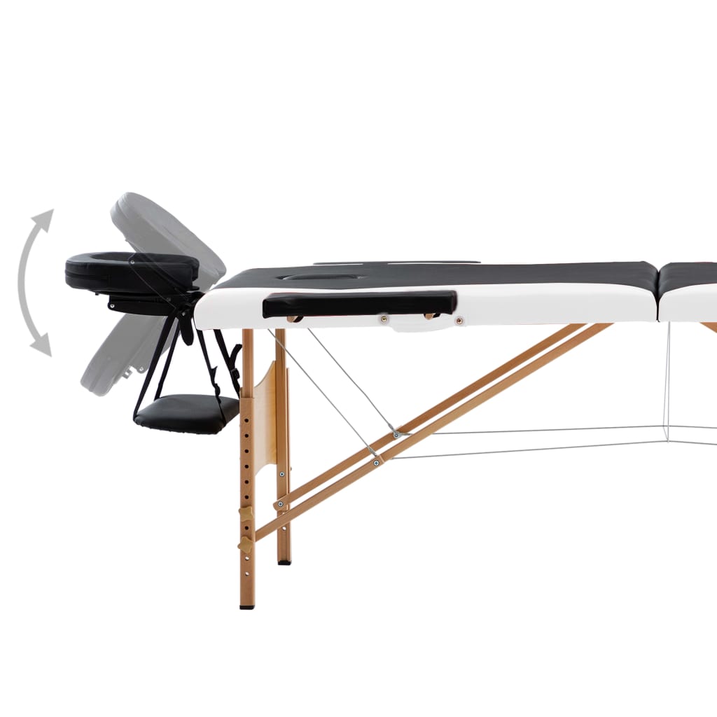 Massageliege Klappbar 2-Zonen mit Holzgestell Schwarz und Weiß - Premium Massagetische  - Just €182.41! Shop now at homesales4u