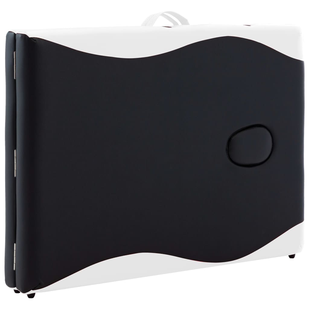 Massageliege Klappbar 2-Zonen mit Holzgestell Schwarz und Weiß - Premium Massagetische  - Just €182.41! Shop now at homesales4u