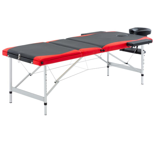 Massageliege Klappbar 3-Zonen Aluminiumgestell Schwarz und Rot - Premium Massagetische  - Just €232.66! Shop now at homesales4u