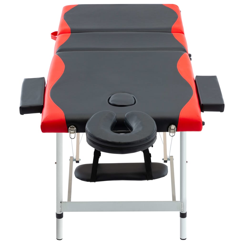 Massageliege Klappbar 3-Zonen Aluminiumgestell Schwarz und Rot - Premium Massagetische  - Just €232.66! Shop now at homesales4u