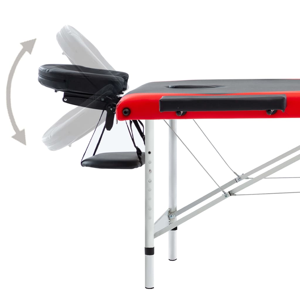 Massageliege Klappbar 3-Zonen Aluminiumgestell Schwarz und Rot - Premium Massagetische  - Just €232.66! Shop now at homesales4u