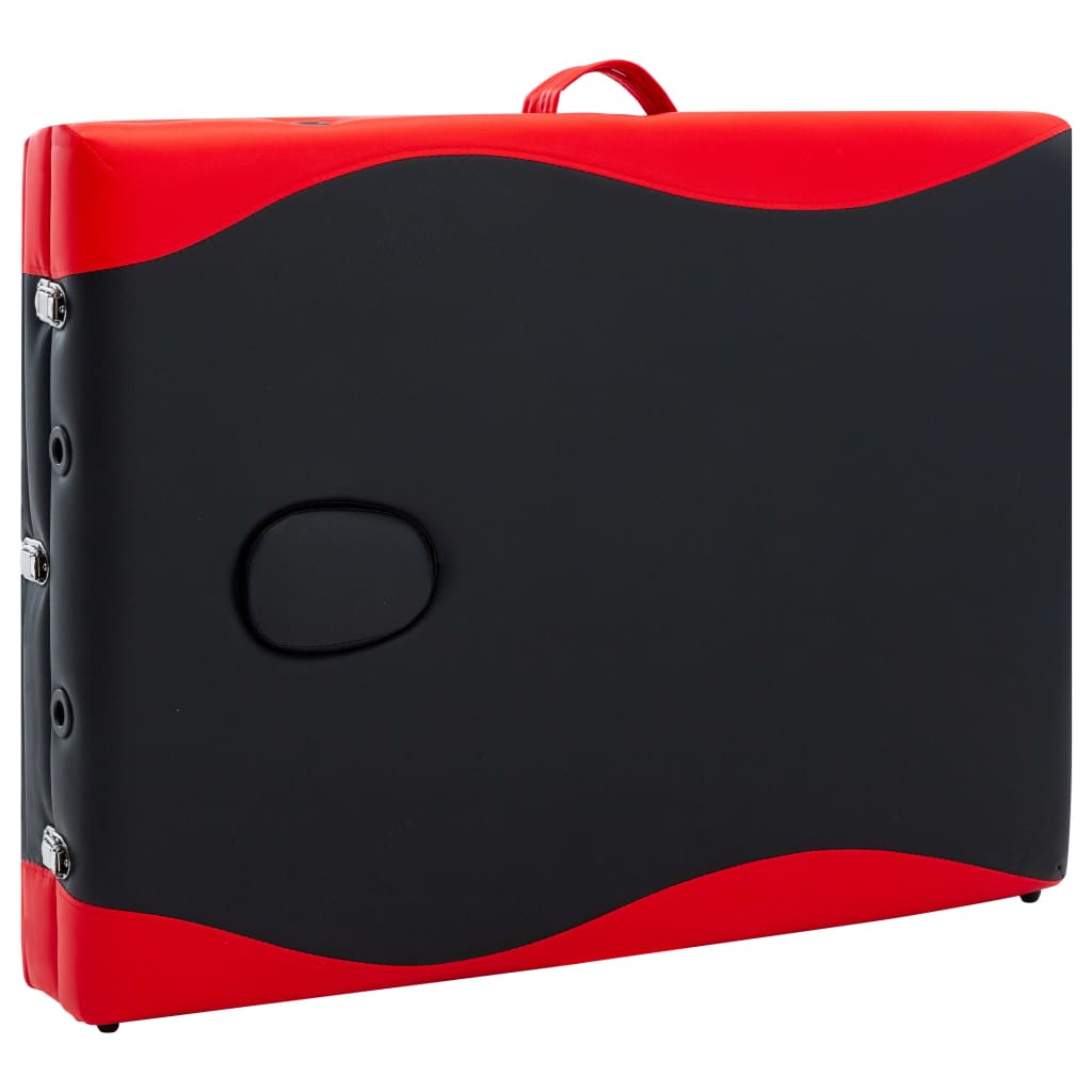 Massageliege Klappbar 3-Zonen Aluminiumgestell Schwarz und Rot - Premium Massagetische  - Just €232.66! Shop now at homesales4u