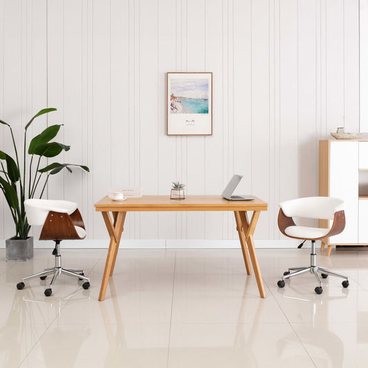 Drehbarer Bürostuhl Weiß Bugholz und Kunstleder - Premium Bürostühle  - Just €195.70! Shop now at homesales4u