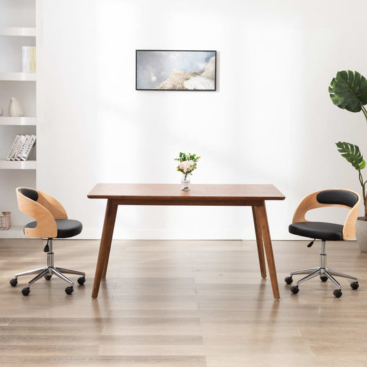 Drehbarer Bürostuhl Schwarz Bugholz und Kunstleder - Premium Bürostühle  - Just €171.42! Shop now at homesales4u