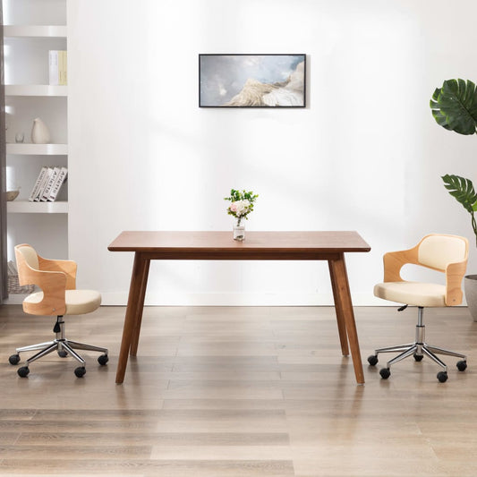 Drehbarer Bürostuhl Creme Bugholz und Kunstleder - Premium Bürostühle  - Just €170.19! Shop now at homesales4u